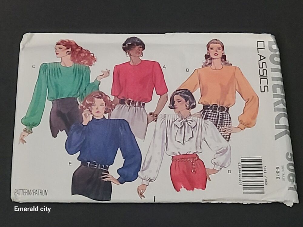 Vtg Butterick 5061 Misses Blouse 4 Style Variations 1990 Pattern 6-8-10 Uncut